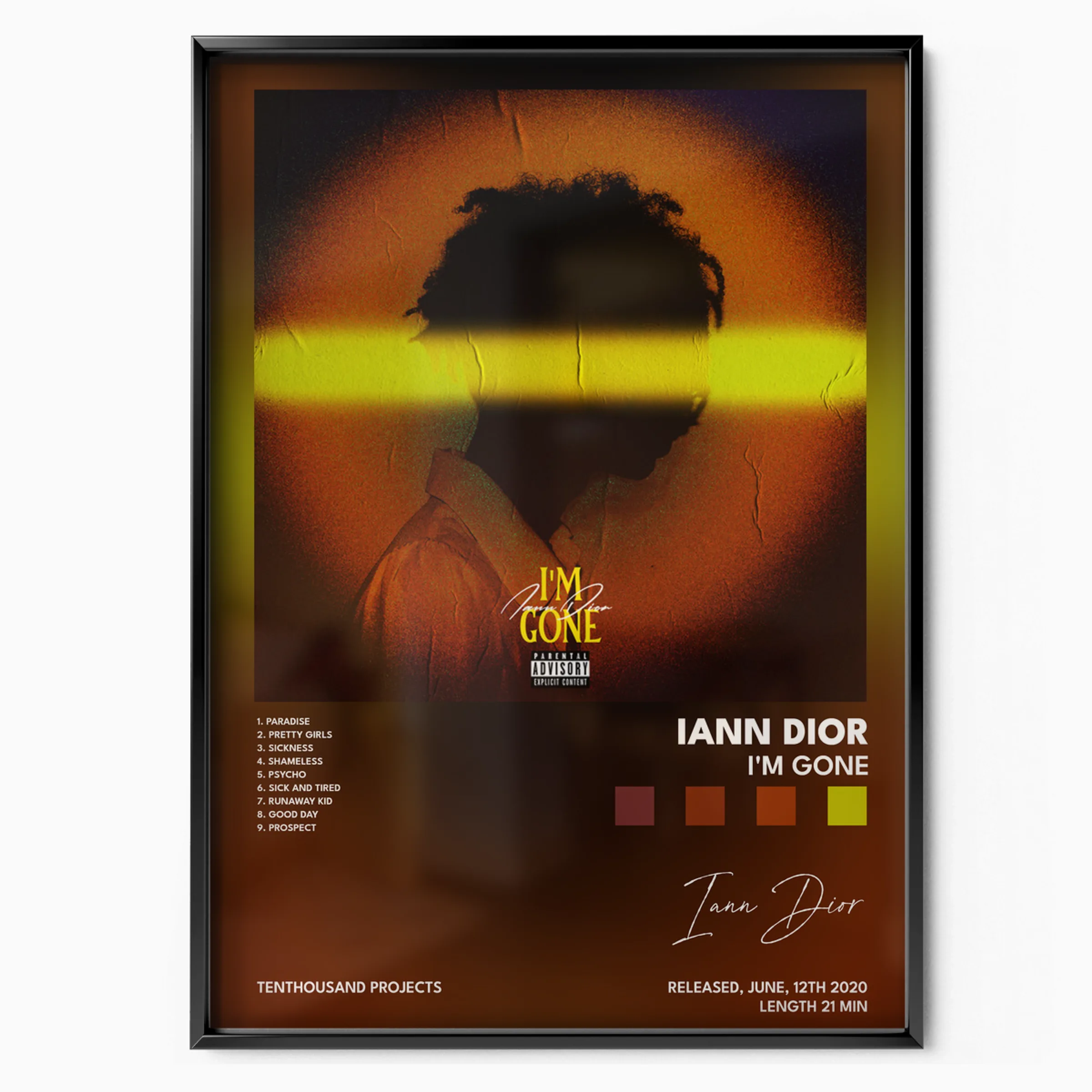 Iann Dior 'I'm Gone' Album poster, museum grade matte print