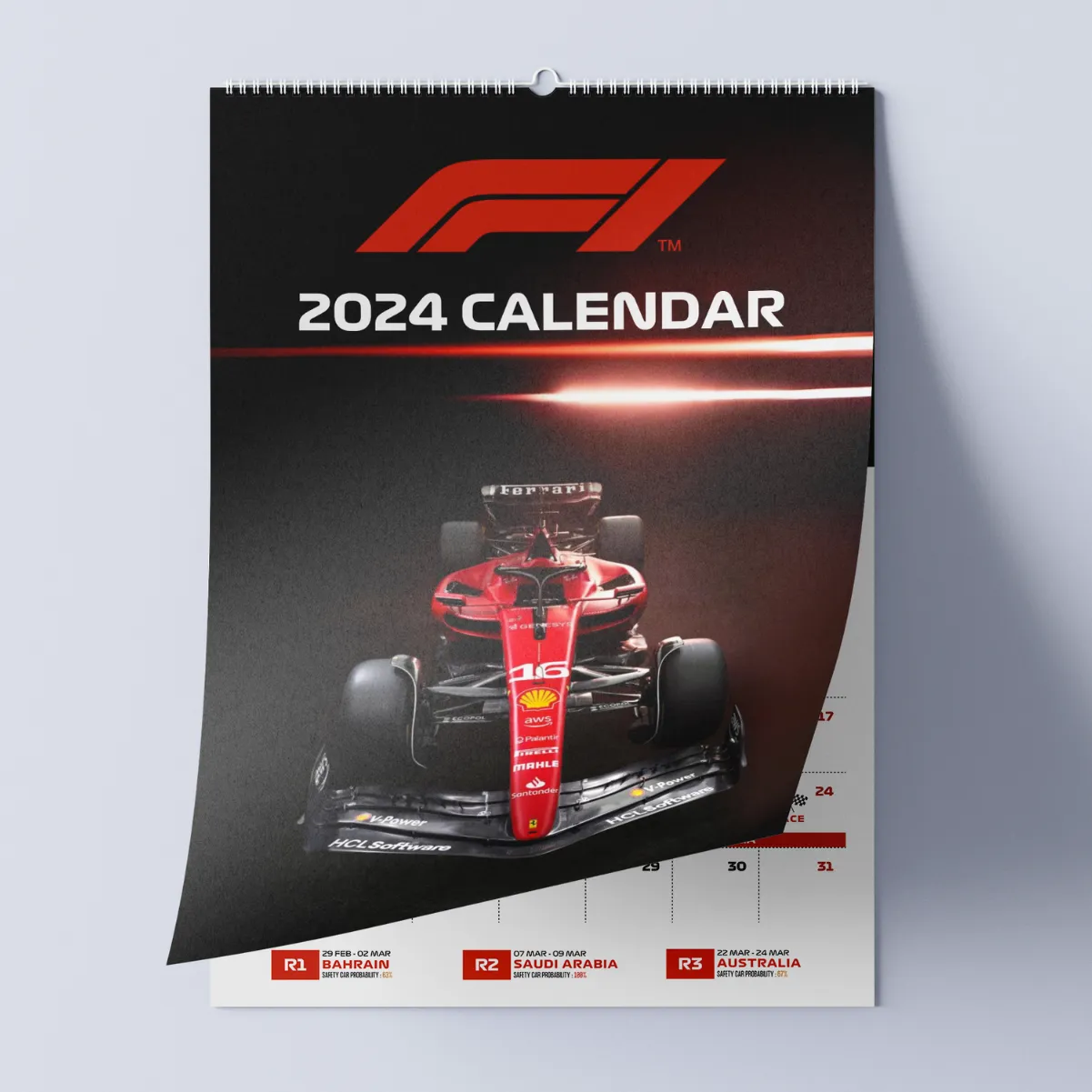 Calendar F1 Ferrari 2024 poster