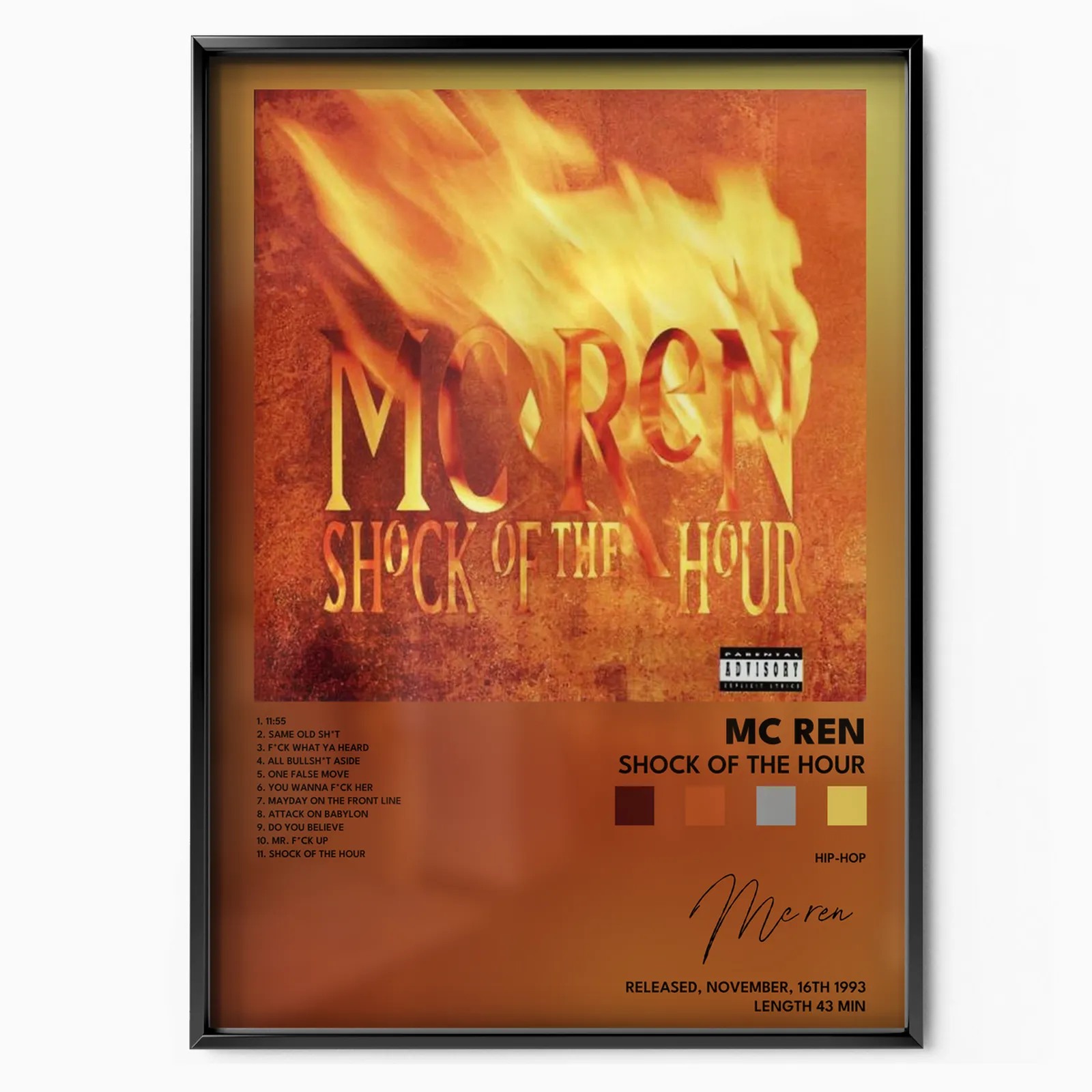 MC Ren - Shock Of The Hour poster, museum grade matte print