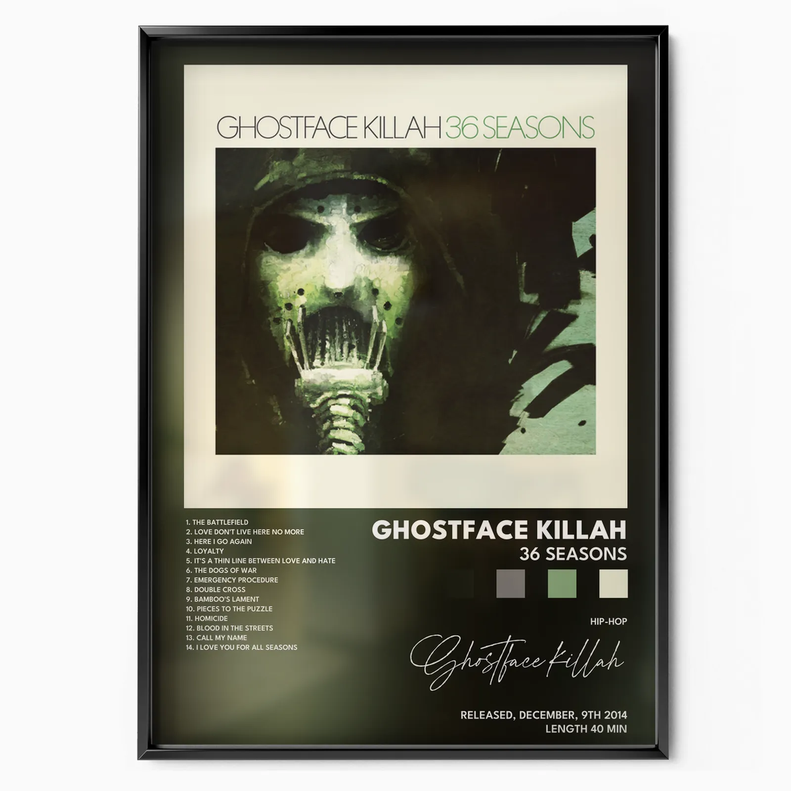 Ghostface Killah - 36 Seasons poster, museum grade matte print