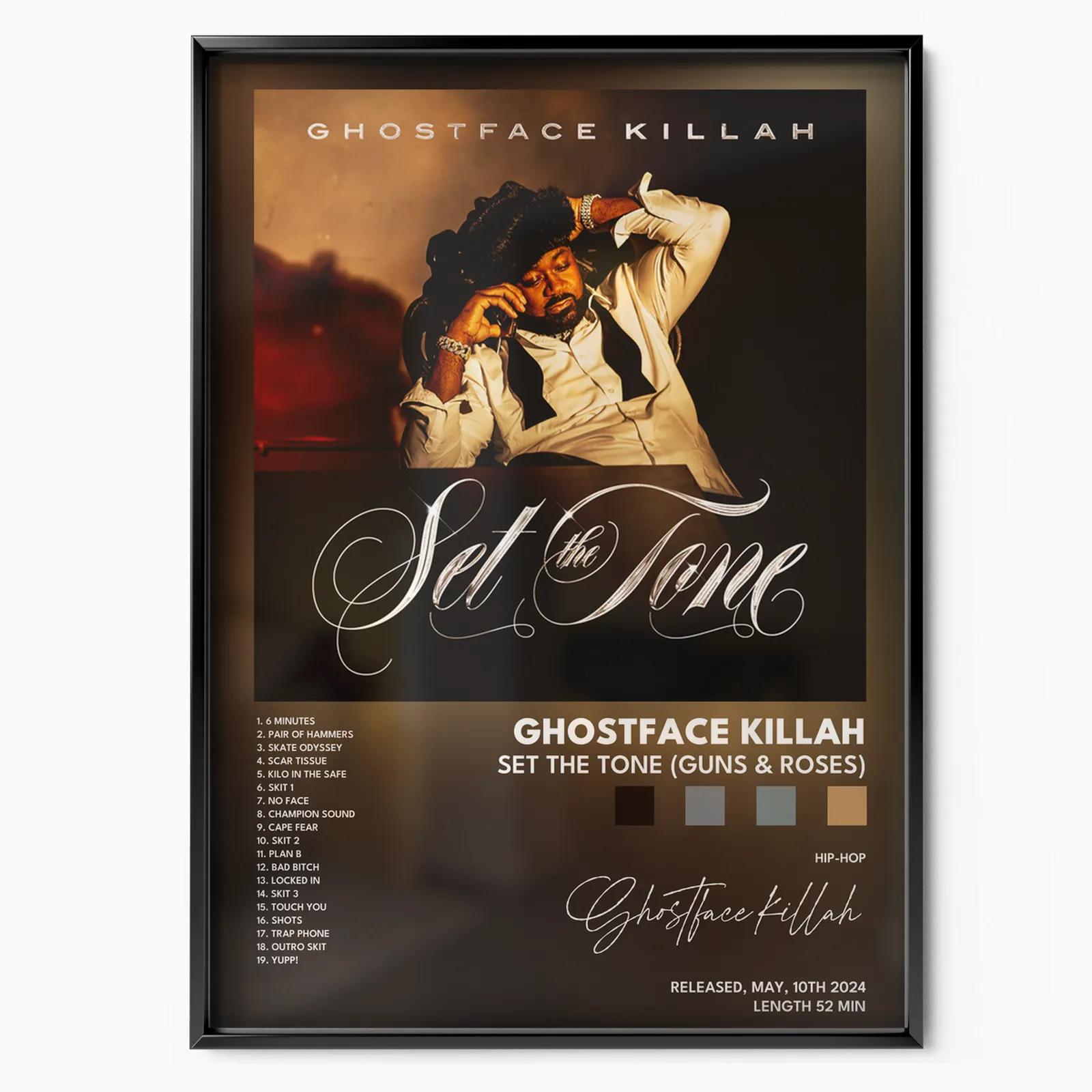 Ghostface Killah - Set The Tone Guns Roses poster, museum grade matte print