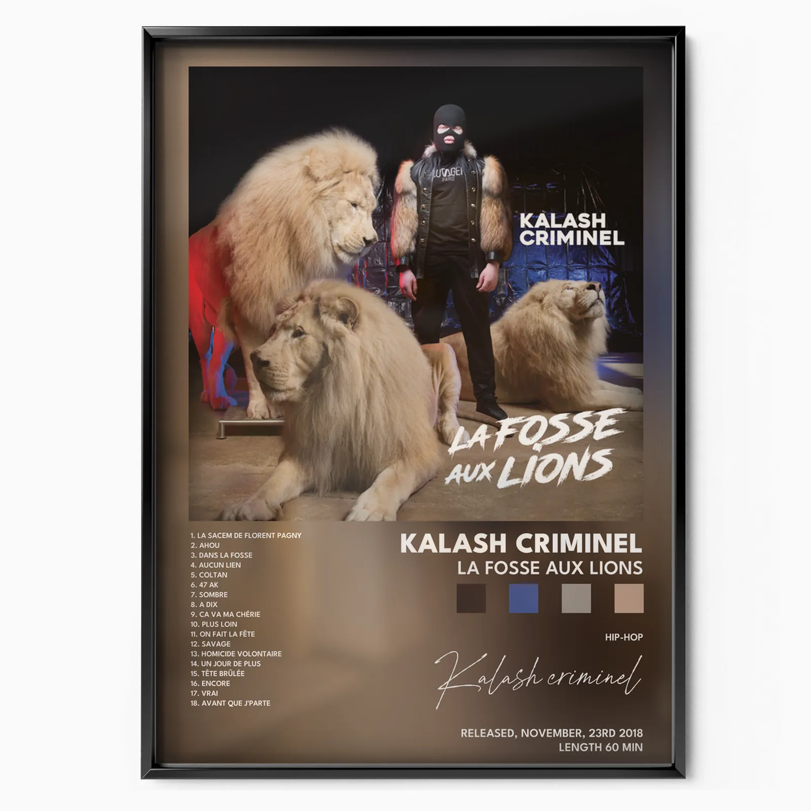 Kalash Criminel - La fosse aux lions poster, museum grade matte print