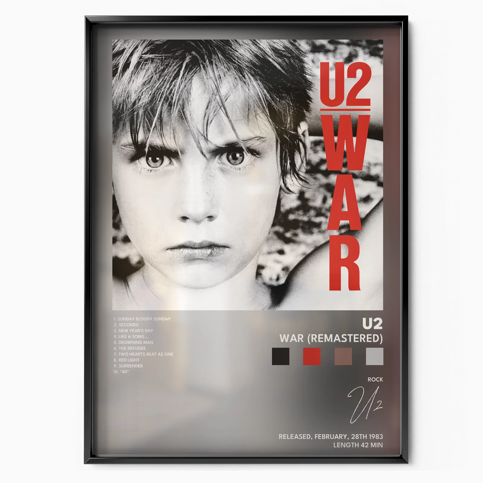 u2 War Remastered poster poster, museum grade matte print