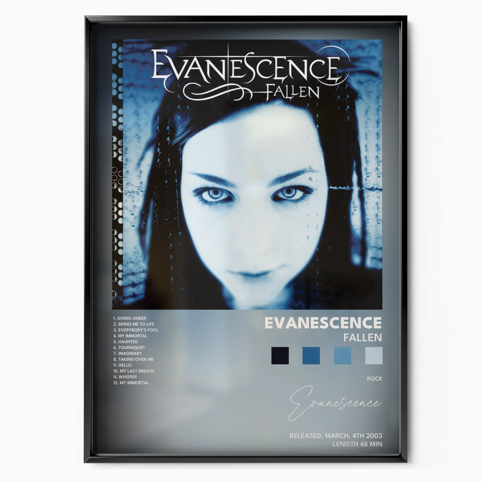 evanescence Fallen poster poster, museum grade matte print