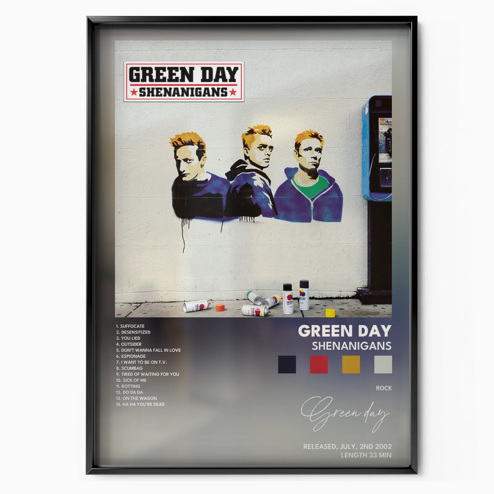 green day Shenanigans poster poster, museum grade matte print