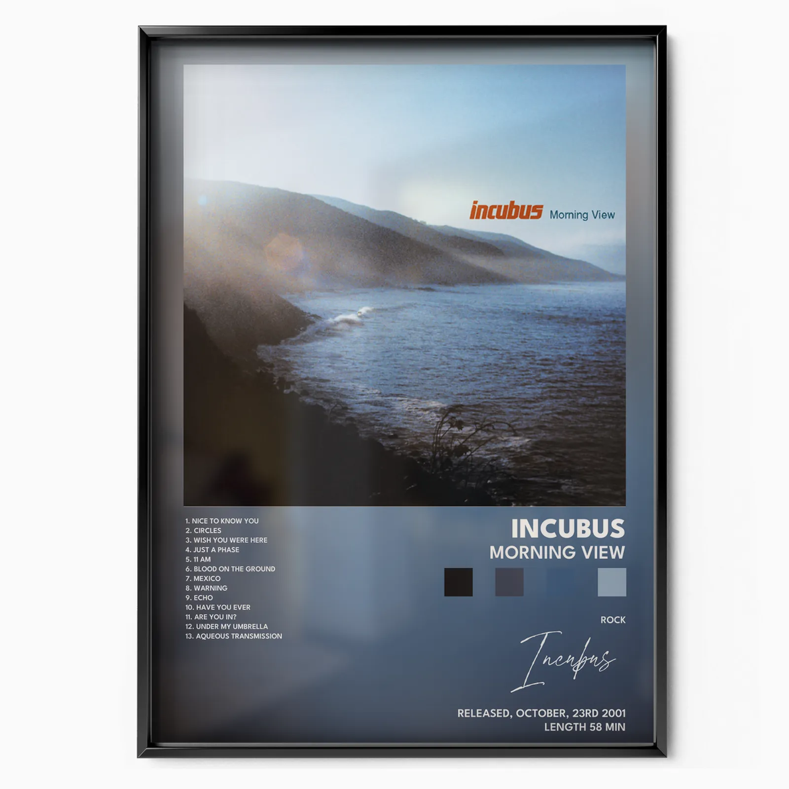 incubus Morning View poster poster, museum grade matte print