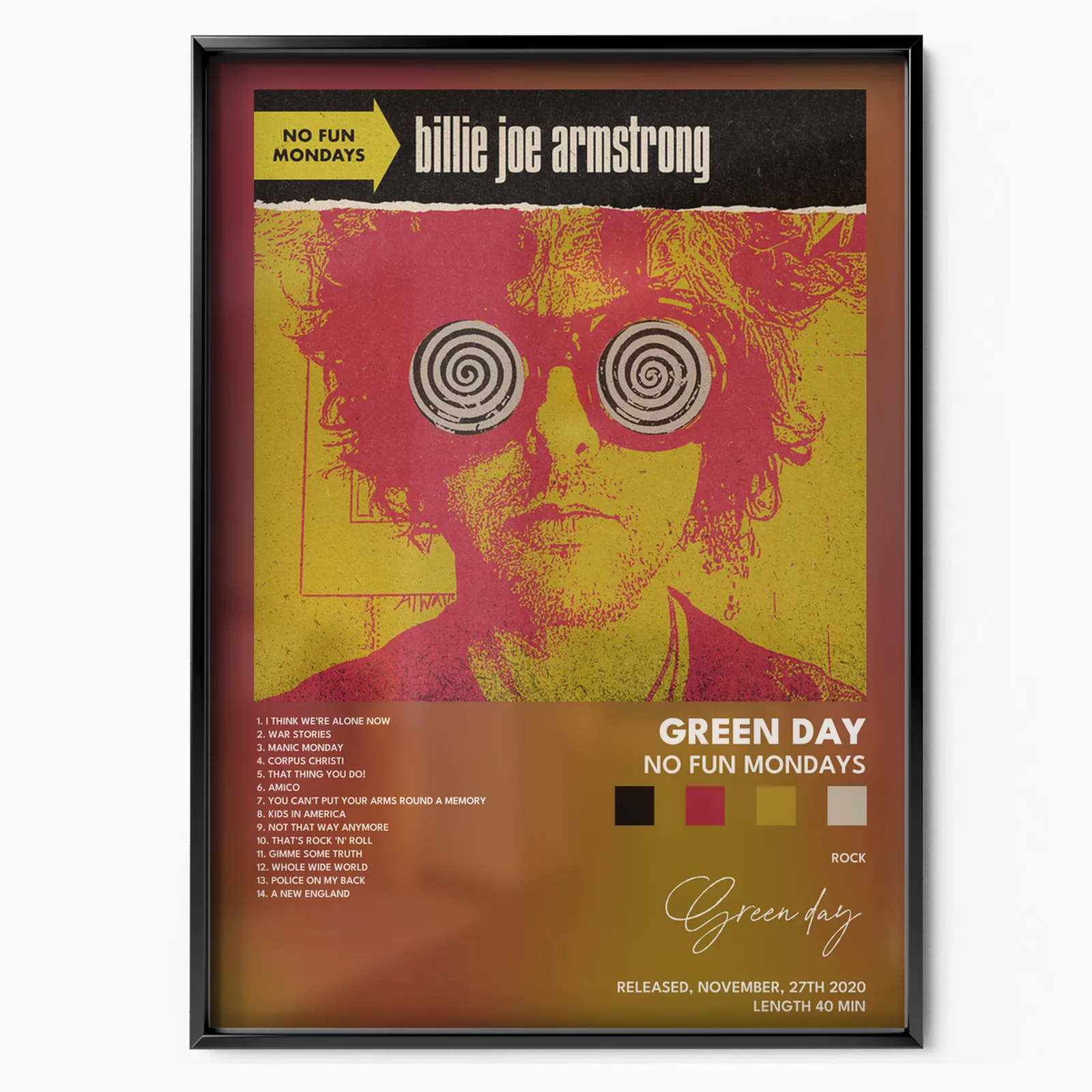 green day No Fun Mondays poster poster, museum grade matte print