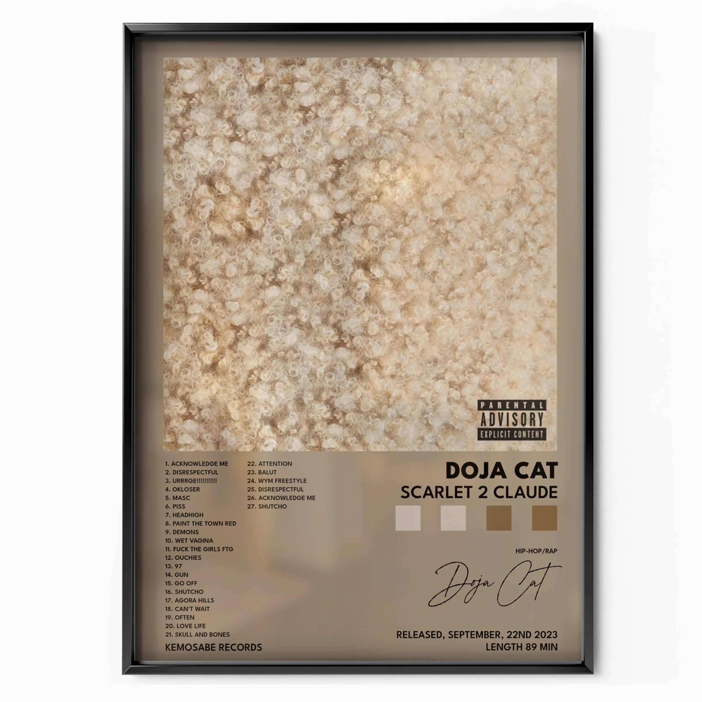 doja cat Scarlet 2 CLAUDE poster poster, museum grade matte print