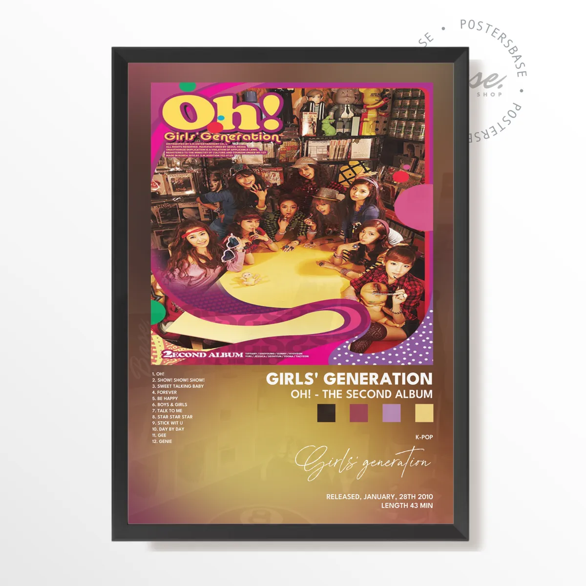 girls generation Oh The Second Album poster, museum grade matte print