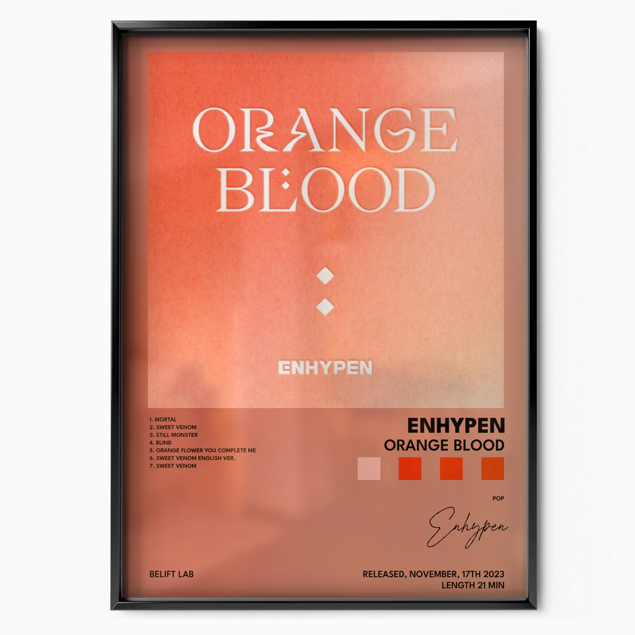 enhypen ORANGE BLOOD poster, museum grade matte print