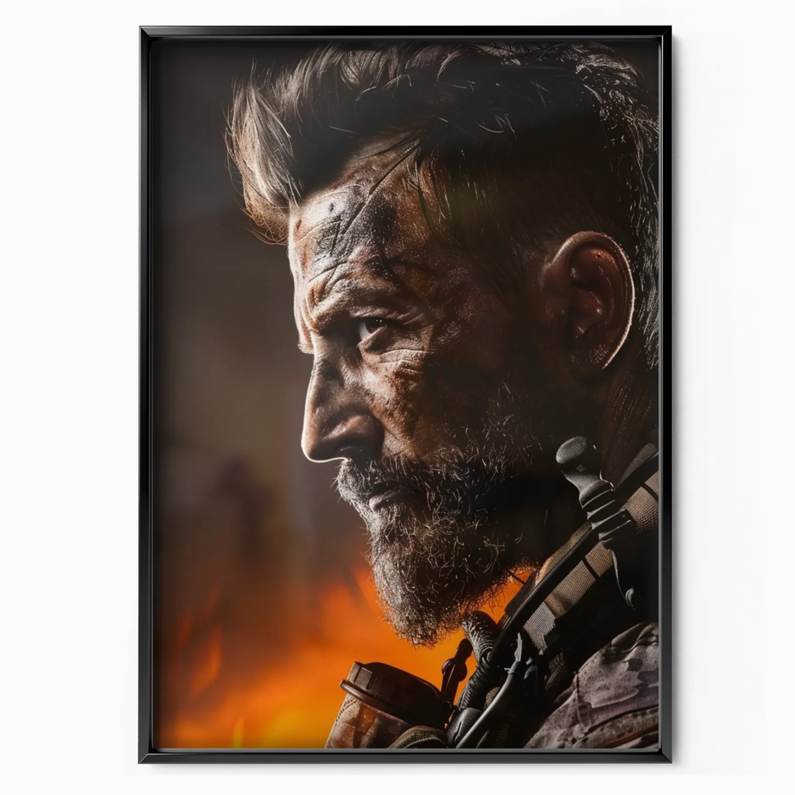 Call Of Duty – Bearded Soldier In Flames poster, museum grade matte print