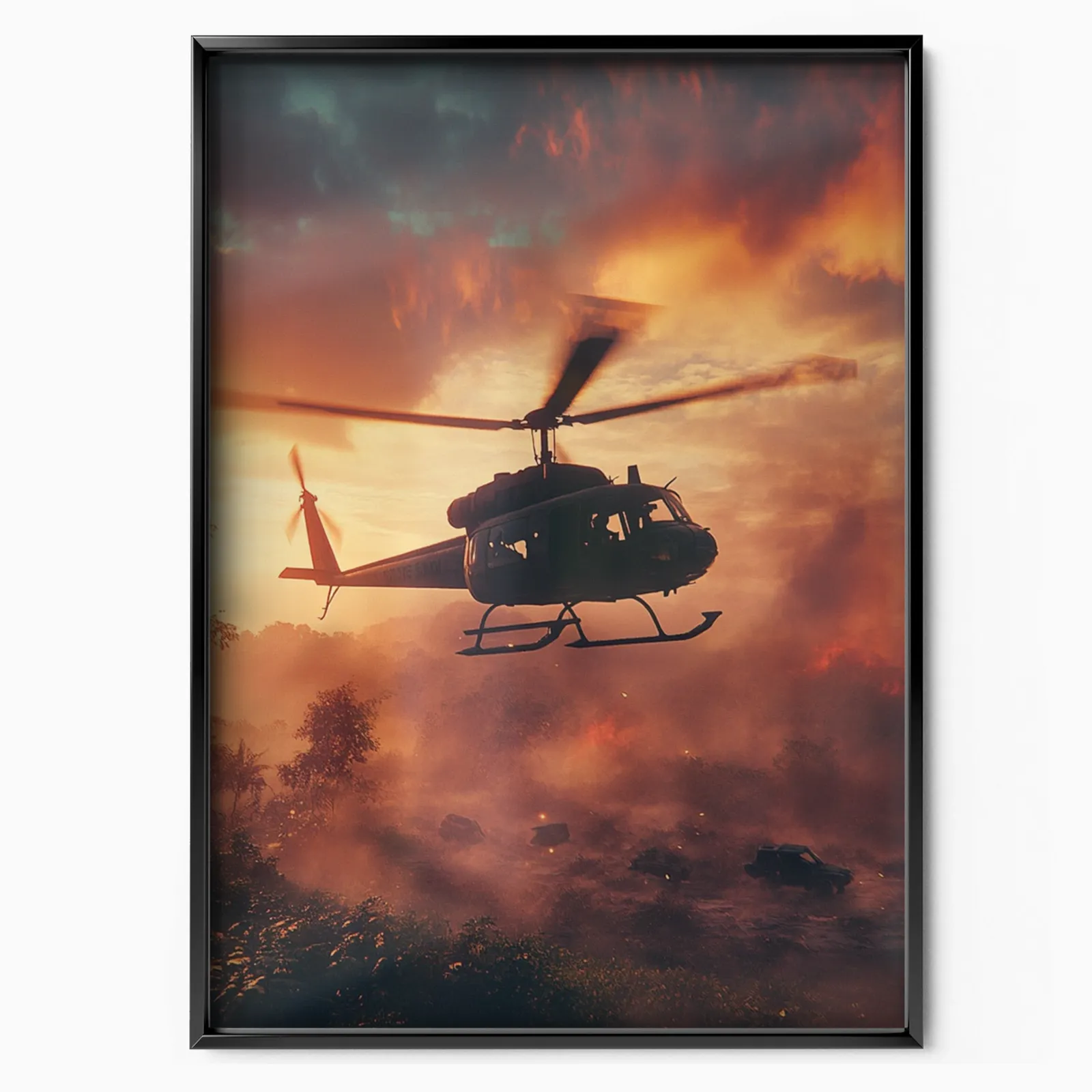Call Of Duty – Helicopter At Warzone Sunset poster, museum grade matte print