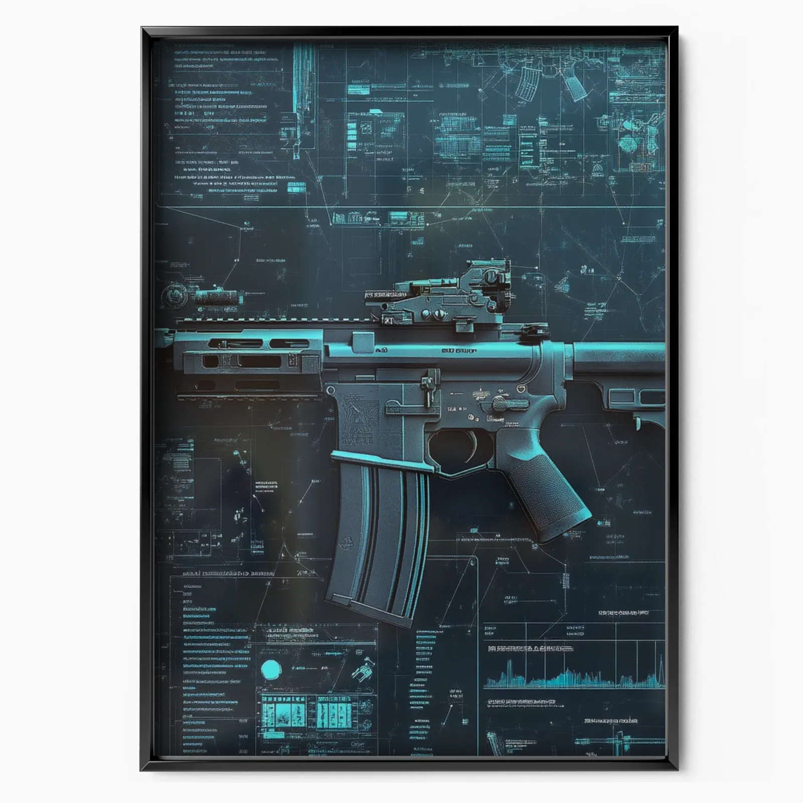 Call Of Duty – Futuristic Rifle Blueprint poster, museum grade matte print
