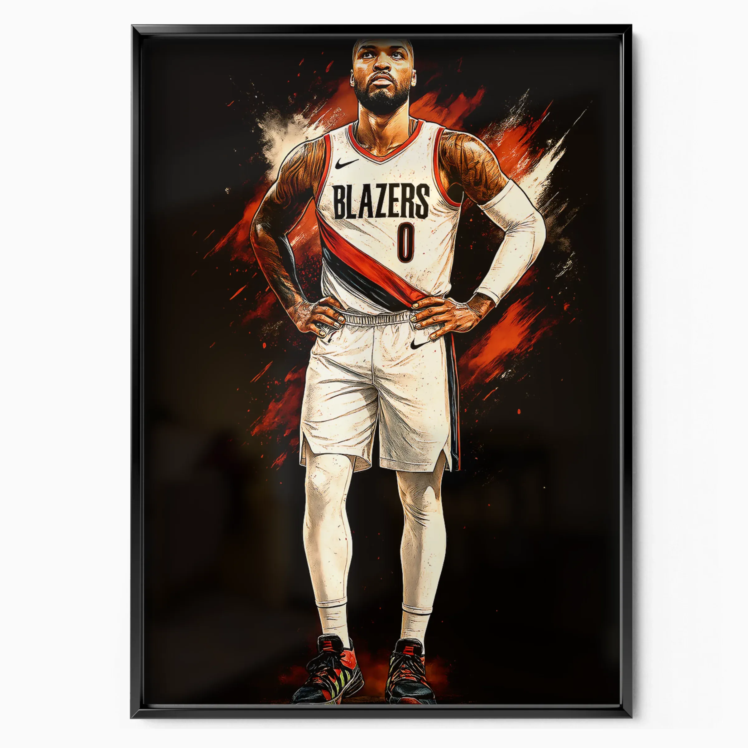 Damian Lillard Poster - Blazers White poster, museum grade matte print