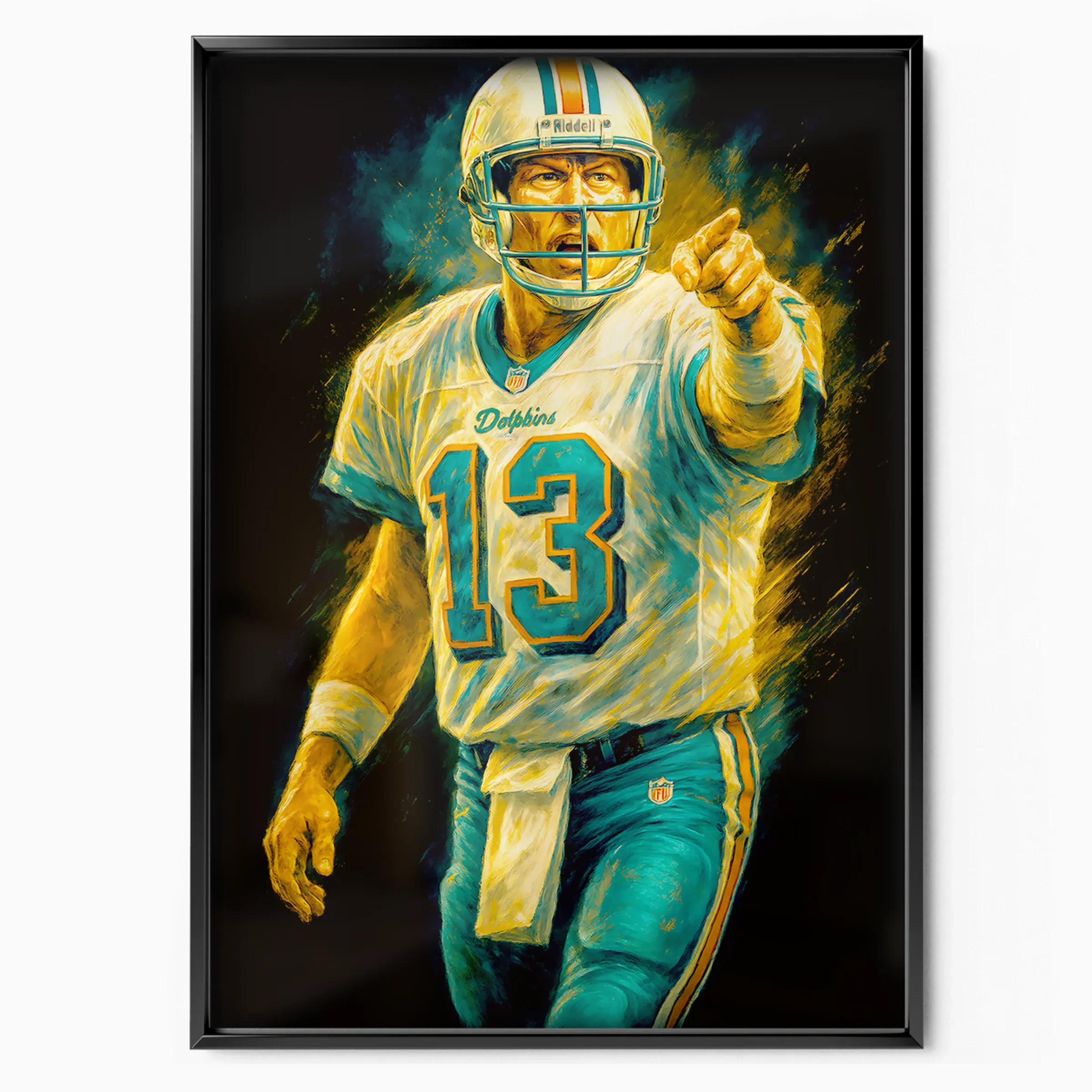 Dan Marino Poster - Dolphins Pointing poster, museum grade matte print