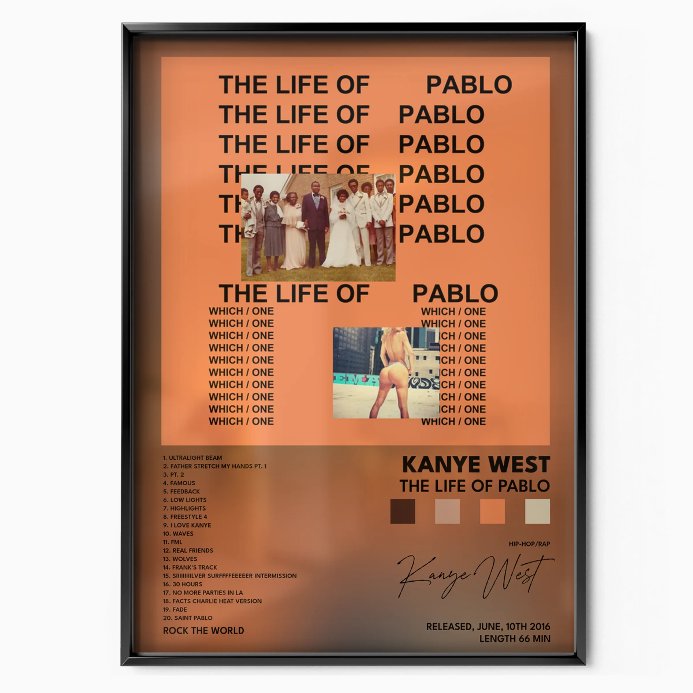 The Life of Pablo Album poster, museum grade matte print